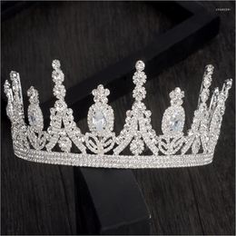 Hair Clips HG004 Plain Korean Girl Rhinestone Zircon Crown Elegant Princess Bridal Wedding Tiara Fashion Hoop For Women