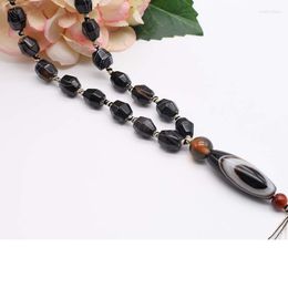 Chains 11 Mm Natural Black Striped Agate Irregularly Shaped Smooth Stone Beads 39 Pendant Necklaces