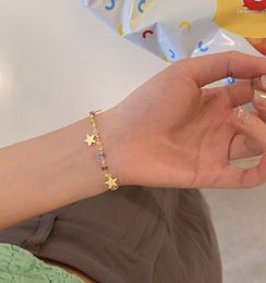 Strand Five Colour Crystal Beaded Bracelet Star Jewellery Girls Simple Summer Accessories Bangles For Women Charm Bracelets