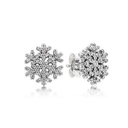 925 Sterling Silver Sparkling Snowflake Stud Earring for Pandora CZ Diamond Womens Wedding Jewellery Girlfriend Gift designer Earrings with Original Box