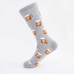 Men's Socks New for 2020 Big Size Cartoon Men's Socks Cotton with Beer Burger Happy Socks for Men Meias 51401 Z0227