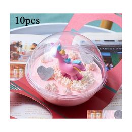 car dvr Gift Wrap 10Pcs Transparent Open Plastic Clear Present Box Decoration Cake Container Portable Mousse Ball Round Drop Delivery Home G Dhnoa