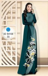 Ethnic Clothing Tailored Aodai Vietnam Cheongsam Dress Vietnamese Traditional 2 Pcs Gradient