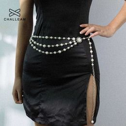 Belts Women Fringe Silver Pearl Belt Female Vintage Dress Pattern Waist Chain Belts Ladies Designer Woman Long Dresses Chains 284 Z0223