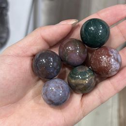 Decorative Figurines Natural Ocean Jasper Small Mineral Crystal Sphere Power Stone Home Decoration