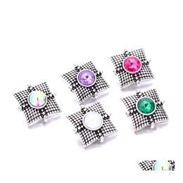 car dvr Clasps Hooks Vintage Square Shape Snap Button Jewellery Findings Rhinestone 18Mm Metal Snaps Buttons Diy Necklace Bracelet Jewelery Dh0Yw
