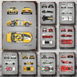 Retro Brands Racing Car art painting Poster Wall Picture Metal Plaque for Pub Bar Club Living Room Home Decor Classic Movie Automobile Sign Size 30X20cm w02