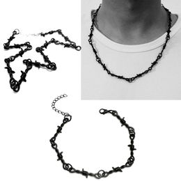 Chains Gothic Thorn Clavicle Chain Necklace Bracelet Thorns Spur Choker Halloween For Women Girl Teen Rock Jewellery Dropship