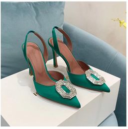 2023Luxury Designer sandals high heeled shoes Amina muaddi Begum bow Crystal-Embellished buckle pointed toesl sunflower sandal summer footwear Dinner dress shoes