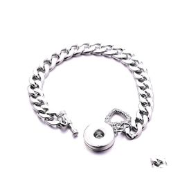 car dvr Charm Bracelets Snap Button Bracelet Jewellery Vintage Sier Colour Heart Hook Bangle Fit 18Mm Snaps Buttons Diy For Women Men Noosa S10 Dh31P
