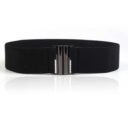 Belts Women Elastic Band Wide Belts Simple Down Coat Waist Belt Female Buckle Black Strap Dress Decoration Accessories Z0223