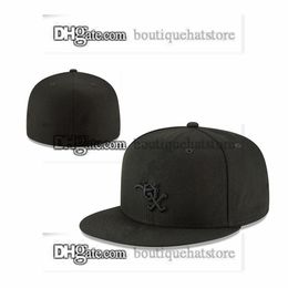 One Piece Men's Team Baseball Fitted Hats Black Royal Blue Purple Colour " Chicago" SF W Flat Letter Sport Full Closed Caps Mix Size 7- 8 For Men and Women MA2-027