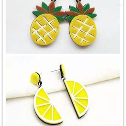 Dangle Earrings Fashion Personality Acrylic Fruit Pineapple/Lemon Slice Lady Jewelery One Pair Y1277