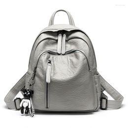 School Bags Fashion Women Travel Backpack Large Capacity Female Bagpack Waterproof Soft PU Leather Rucksack For Teenager