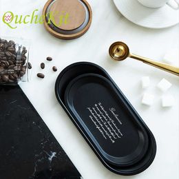 Decorative Plates Oval Metal Black Storage Tray Small Item Jewellery Display Trays With Lettering Fruit Plate Food Container Home Desktop Organiser Z0227