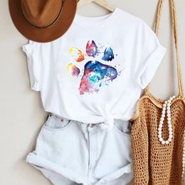 Women's T Shirts Summer Lady Print Tee Graphic Top Female Tshirts Clothes T-Shirt Women Dog Watercolour 90s Lovely Love Ladies Cartoon