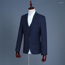 Men's Suits Men 3 Piece Suit Stage Chair Vest Three-piece Set Coats Pants Slim Fit Single Breasted