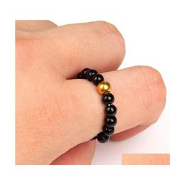 car dvr Band Rings Elastic Ring For Women Men 4Mm Natural Stone 7 Chakras Beads Round Amethyst Quartz Crystal Bohemian Jewelry Drop Delivery Dhiht