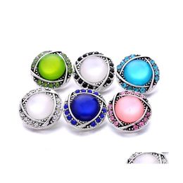 car dvr Clasps Hooks Wholesale Trendy Rhinestone Round Snap Buttons Clasp 18Mm Metal Decorative Zircon Button Charms For Diy Snaps Jewellery Dhzsl