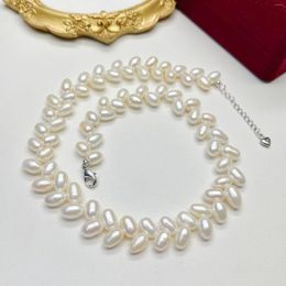 Chains Gorgeous White Color Real Freshwater Natural Pearl Necklace Jewelry Nice Party Wedding Gift 10pcs/lot