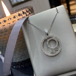 Pendant Necklaces Delicate Circle Necklace With Full Zirconia Bling Accessories For Women Luxury Fashion Wedding Jewellery L