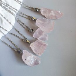 Natural Rose Quartz Crystal Pendant Necklace Energy Stone Healing Meditation Yoga Gift