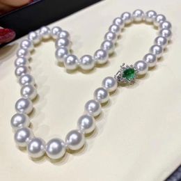 Chains High Chic Fresh Water 9-10mm Near Round Choker White Genuine Pearls Necklaces For Women Holidays Presents