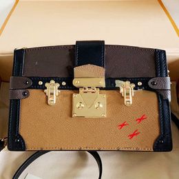 High designer women crossbody bag genuine leather reverse trunk clutches mini single shoulder bags ladies malle zipper box removable strap