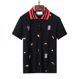 2023 Summer Men's T-shirt Animal Striped Lapel Embroidered Cotton Pearlescent Cotton Lapel Black and White Casual Polo Shirt Breathable and Comfortable M-3XL