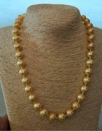 Chains Beautiful A18 Inch 10-11mm Real Natural South Sea Golden Pearl Necklace 14k Gold