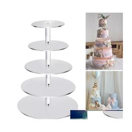 car dvr Storage Holders Racks 6 Tier Transparent Acrylic Cake Aron Stand Cupcake Tower Wedding Birthday Party Display Decorating Tools Dro Dhgns