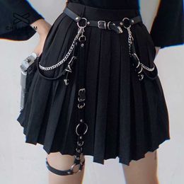 Belts Women Belts with chain Punk gothic PU Leather Harajuku Harness Leg Belts Body Waist Strap Jk Dress Jeans Bondage Waistband 383 Z0223