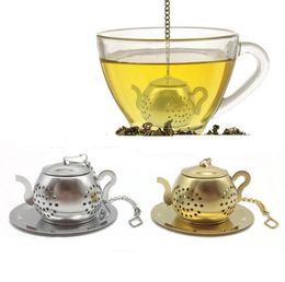 Gold 304 Stainless Steel Tea Infuser Teapot Tray Tea Strainer Herbal Philtre Teaware Accessories Kitchen Tools tea infuser SN4329