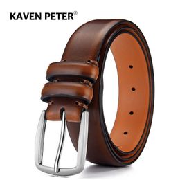 Belts Belt Male Fashion Men's Luxury Designer Cowskin Belts For Jeans Genuine Leather Strap Pin Buckle Cummerbunds Ceinture Homme Z0223