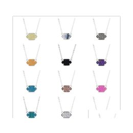 car dvr Pendant Necklaces Inspired Jewellery Resin Drusy Geometry Necklace Fashion Druzy Oval Sier Plate For Women Girls Drop Delivery Pendants Dhgzm