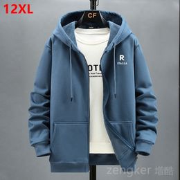 Men's Hoodies Sweatshirts Autumn and winter models zip cardigan sweatshirt men's hooded loose plus size casual velvet sports jacket 12XL 10XL 9XL 230227