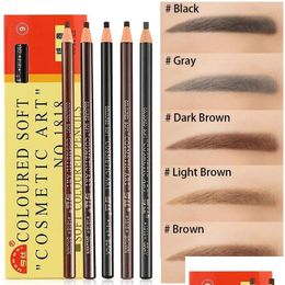 Eyebrow Enhancers 1818 Pencils Waterproof Soft Longlasting Natural Painting Eye Brow Tools 6 Colors Trimming Makeup Pen Drop Deliver Dho48