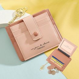 Card Holders PU Leather Holder For Women Mini Wallets Ultra-slim ID Bank Business Cardholder Cover Bag Coin Purses With Keychain