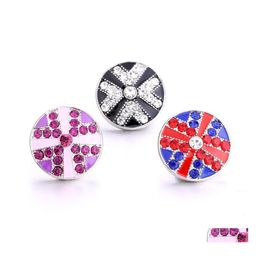 car dvr Other Black Red White Pink Crystal Snap Button Jewelry Components Sier 18Mm Metal Snaps Buttons Fit Bracelet Bangle Noosa Drop Deliv Dhaah