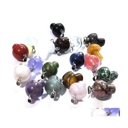 car dvr Charms Natural Stone Mushroom Shape Quartz Crystal Pendant Necklace Rose Tiger Eye Diy Jewellery Making Necklaces Earrings Drop Delive Dhesq