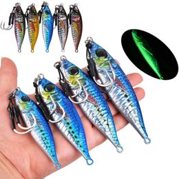 Baits Lures Metal slow fishing jigs Luminous Slow Jigging Lure 80120150200g Casting Saltwater Grouper Tuna Trolling Fishing spoon bait 230227