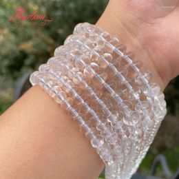 Beads Natural White Rock Crystal Quartz Smooth Rondelle Spacer Stone For DIY Necklace Bracelets Rings Earring Jewelry Making 15"