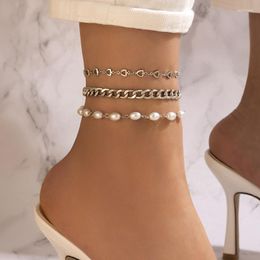 Anklets ToconaPunk Thick Chain Lock Lovely Heart Shiny Crystal Stone Barefoot Sandals Feet For Women Men Bohemian Jewelry21808