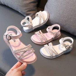 Sandals Summer Kids Shoes Baby Girls Sandals Sweet Princess Shoes Roman Style Pink Shoes Outdoor Soft Bottom Girls Sports Sandals Z0225