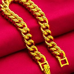 Men Women Bracelet Chain Couple Jewelry 18k Yellow Gold Filled Classic Fashion Solid Heavy Single Bracelet