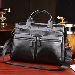 Briefcases Men Genuine Leather Handbags Business Laptop Bag Travel High Quality Messenger Bags High-capacity Shoulder
