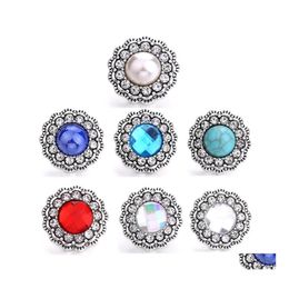 car dvr Other Colorf Crystal Snap Button Jewelry Components Sier Round 18Mm Metal Snaps Buttons Fit Bracelet Bangle Noosa For Women Men B124 Dhje1