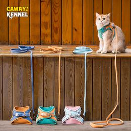 Cat Collars Leads CAWAYI KENNEL Pet Harness Leash Set Training Walking for Small Cats Dogs Floral Print Collar Adjust Leashes 230227