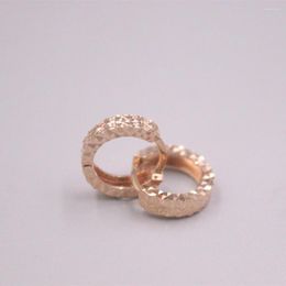 Hoop Earrings Real Pure 18K Rose Gold Women Lucky Full Star 2.2-2.5g