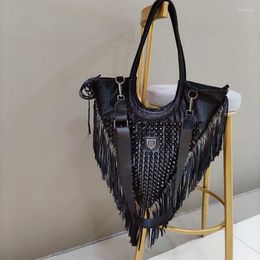 Evening Bags Fashion Shoulder Bag Rivet Tassel Crossbody Handbag Triangle Tote Lady Purse 01-SB-sjxkls